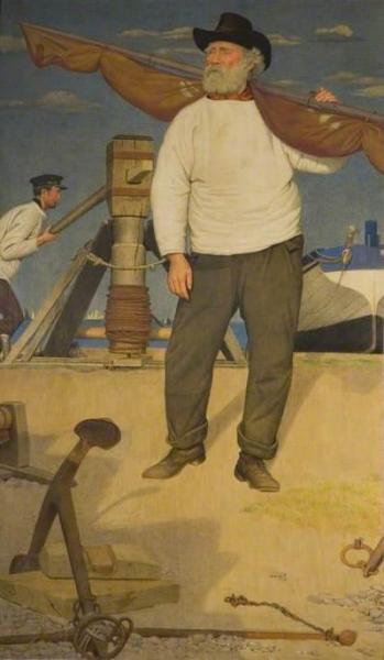 Fisherman Carrying A Sail by Joseph Edward Southall
