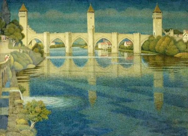The Great Bridge At Cahors, France by Joseph Edward Southall