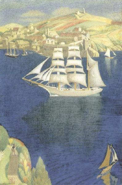 The White Barque At Fowey by Joseph Edward Southall