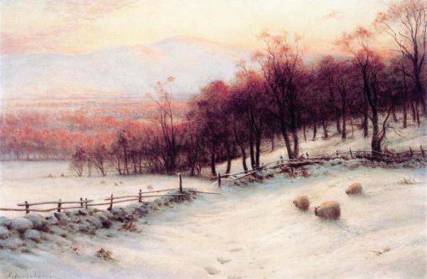 O'er Snow Clad Pastures, When The Sky Grew Red by Joseph Farquharson