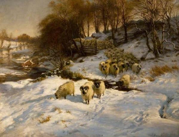 Sheep In The Snow by Joseph Farquharson