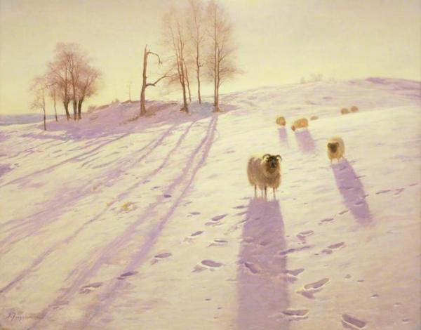 When Snow The Pasture Sheets by Joseph Farquharson Oil Painting Reproductions