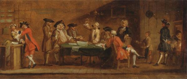 Joseph Highmore Figures In A Tavern Or Coffee House