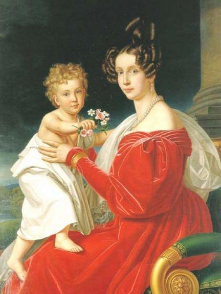 Princess Sophie Of Bavaria With Her Son, Franz Joseph, Later Empe by Joseph Karl Stieler
