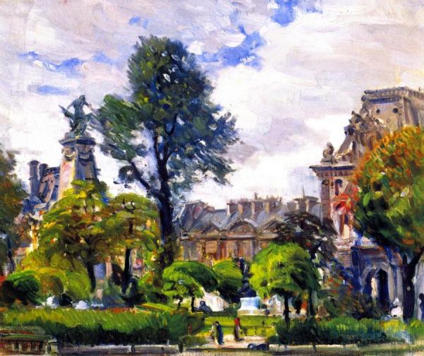 Gardens Of The Tuileries, The Louvre by Joseph Kleitsch