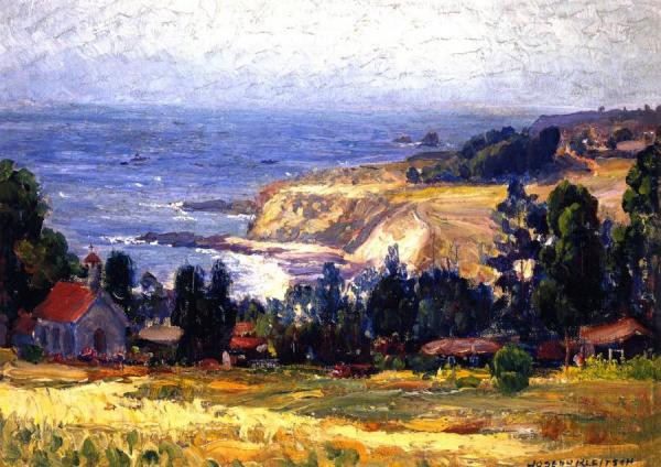 Laguna Coastline And Saint Joseph's Church by Joseph Kleitsch