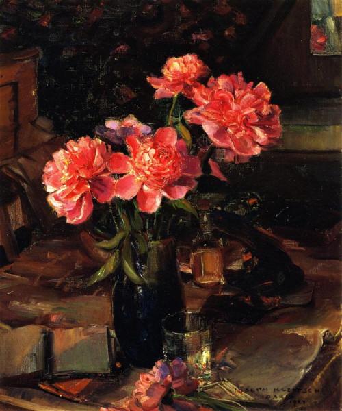 Peonies, Paris by Joseph Kleitsch