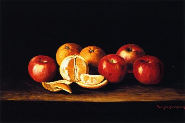 Still Life With Apples And Oranges by Joseph Kleitsch