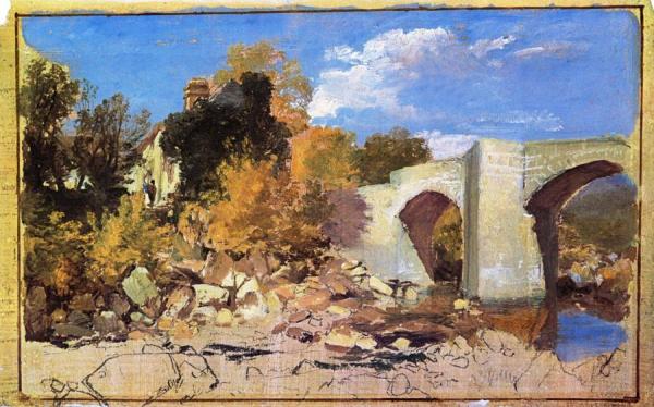 A Bridge With A Cottage And Trees Beyond by Joseph Mallord William Turner Oil Painting Reproductions