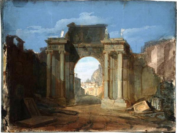 A Capriccio With The Dome Of St Peter's, Rome, Seen Through A Ruined Triumphal Arch by Joseph Mallord William Turner