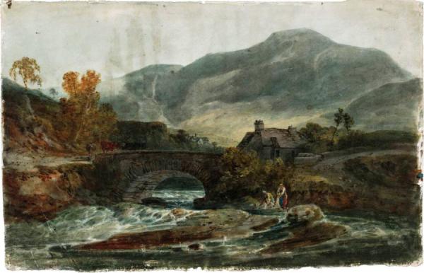 A Single-arched Stone Bridge And A Cottage, With Possibly Aran Fawddwy Behind by Joseph Mallord William Turner