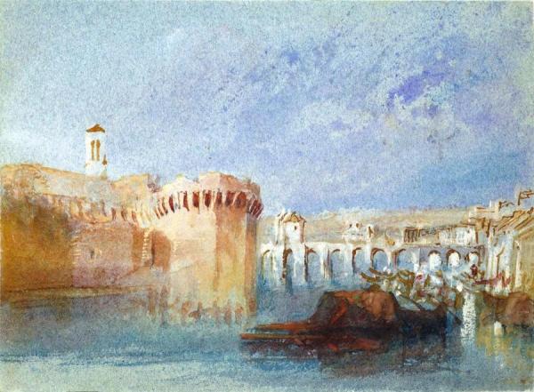 Angers - The Walls Of Doutre With The Tower Of The Church Of La Trinite by Joseph Mallord William Turner