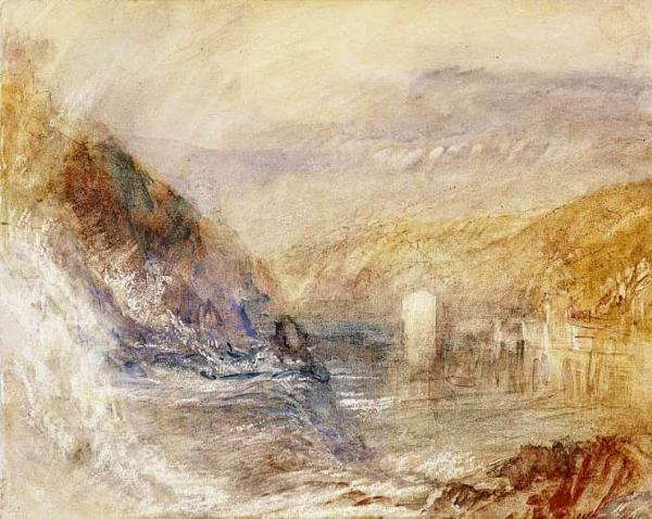 Falls Of The Rhine At Schaffhausen, Side View by Joseph Mallord William Turner