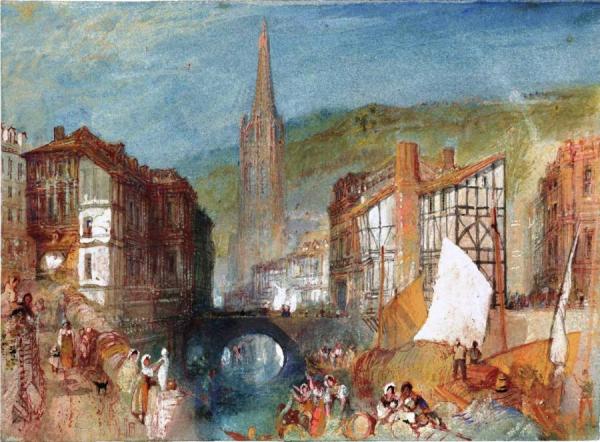 Harfleur, The Church Of St-martin Seen From The Banks Of The River Lézarde by Joseph Mallord William Turner