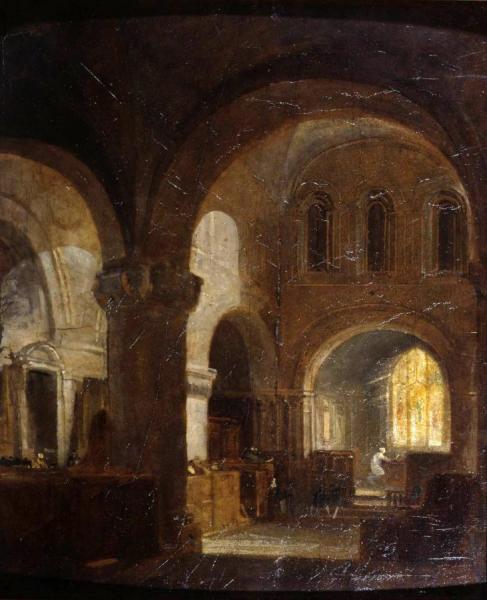 Interior Of A Romanesque Church by Joseph Mallord William Turner