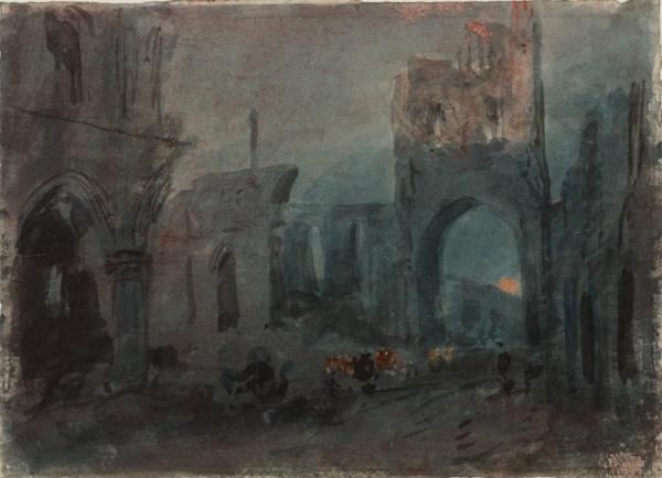 Kirkstall Abbey, Moonrise, Colour Study by Joseph Mallord William Turner