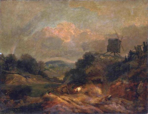 Landscape With Windmill And Rainbow (partly After Gainsborough) by Joseph Mallord William Turner