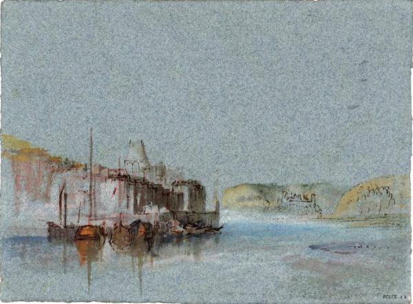 Quilleboeuf From The River, With The Towers Of Tancarville In The Distance by Joseph Mallord William Turner