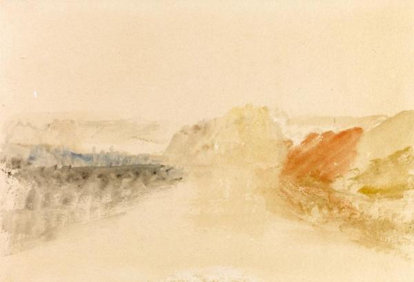 River Scene, A Fort Above by Joseph Mallord William Turner