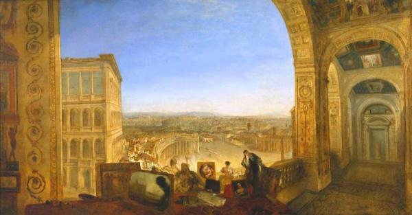 Rome, From The Vatican. Raffaelle, Accompanied By La Fornarina, Preparing His Pictures For The Decor by Joseph Mallord William Turner