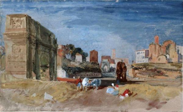 Rome, View Of The Arch Of Titus And The Temple Of Venus And Roma, From The Arch Of Constantine by Joseph Mallord William Turner