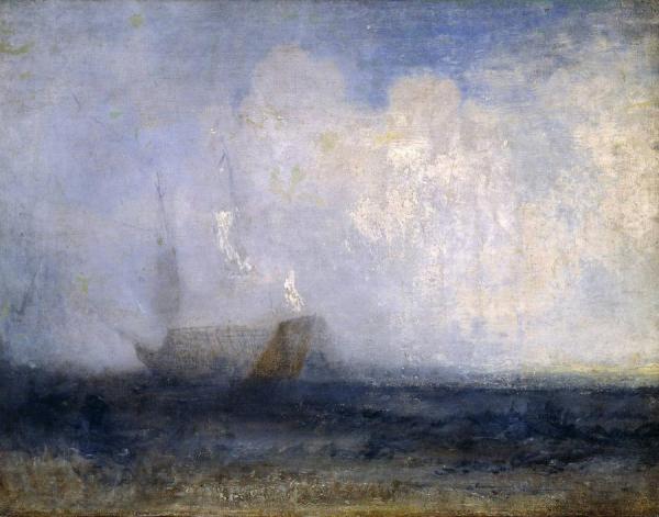 Seascape With A Sailing Boat And A Ship by Joseph Mallord William Turner