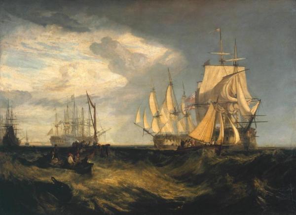 Spithead, Two Captured Danish Ships Entering Portsmouth Harbour by Joseph Mallord William Turner