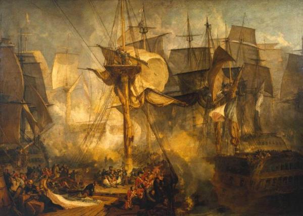 The Battle Of Trafalgar, As Seen From The Mizen Starboard Shrouds Of The Victory by Joseph Mallord William Turner