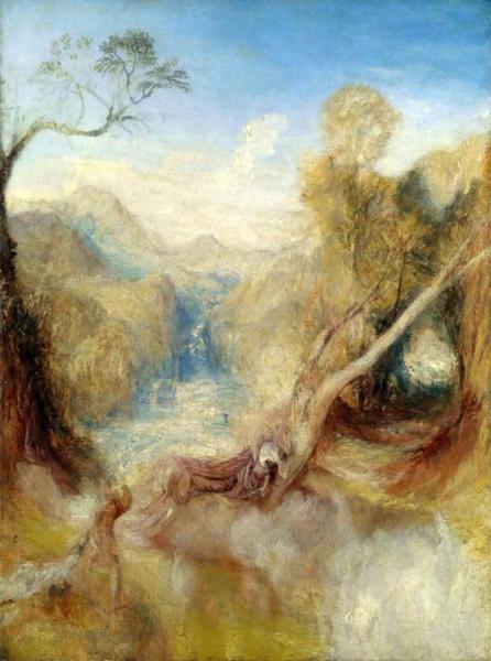 The Death Of Actaeon, With A Distant View Of Montjovet, Val D'aosta by Joseph Mallord William Turner
