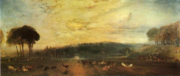 The Lake, Petworth: Sunset, Fighting Bucks by Joseph Mallord William Turner
