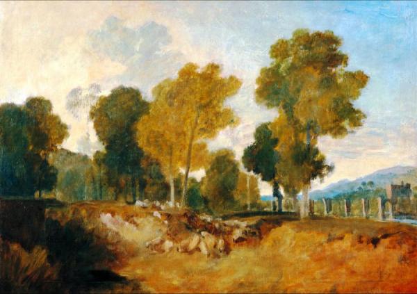 Trees Beside The River, With Bridge In The Middle Distance by Joseph Mallord William Turner