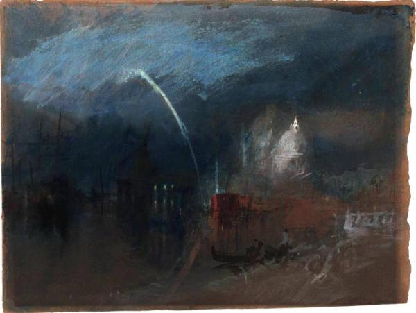 Venice, Santa Maria Della Salute, Night Scene With Rockets by Joseph Mallord William Turner
