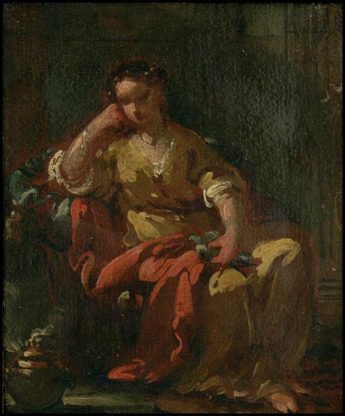 Seated Young Girl With A Bird In Her Hand by Joseph Marie Vien