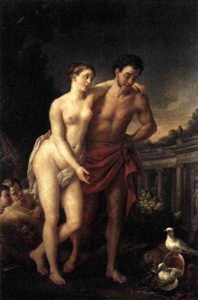 Venus Showing Mars Her Doves Making A Nest In His Helmet by Joseph Marie Vien