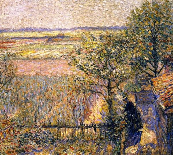 Fields And Flowering Trees (noordwijk, Holland) by Joseph Raphael