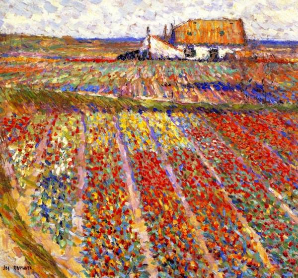 Tulip Fields At Noordwijk (holland) by Joseph Raphael