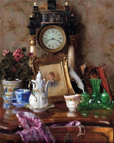 Still Life With Clock by Joseph Schuster