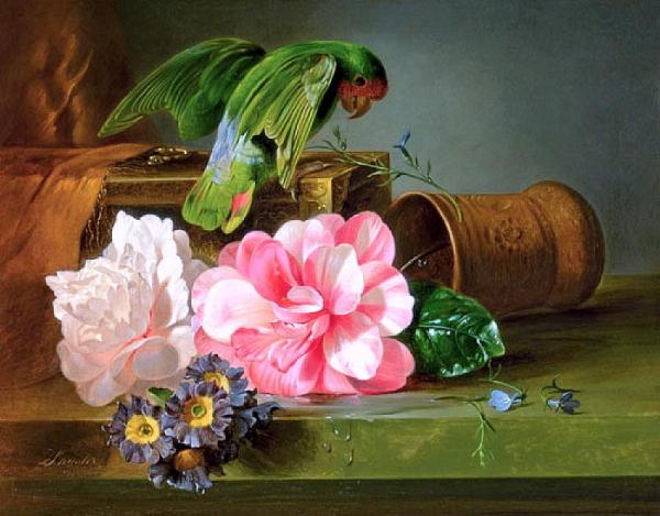 Joseph Schuster Still Life With Clock Oil Painting Reproductions for sale