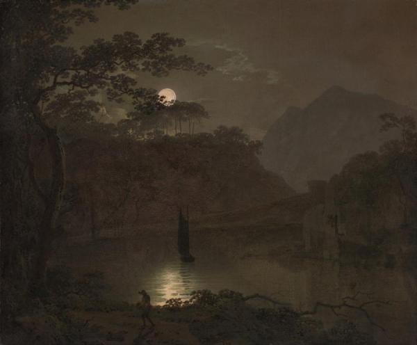 A Lake By Moonlight by Joseph Wright Of Derby