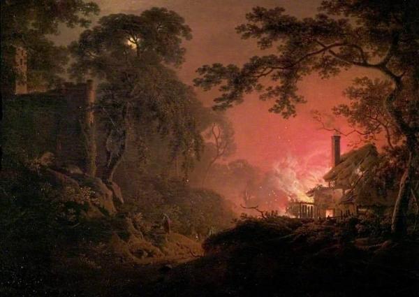 Cottage On Fire by Joseph Wright Of Derby