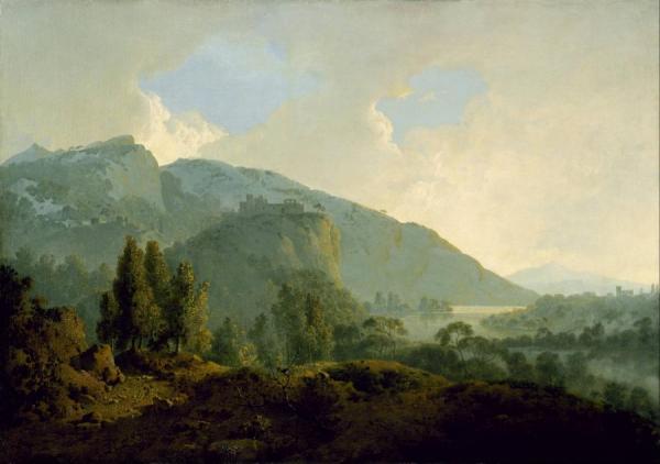 Italian Landscape With Mountains And A River by Joseph Wright Of Derby