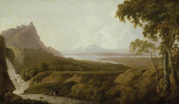 Italianate Landscape With Waterfall by Joseph Wright Of Derby
