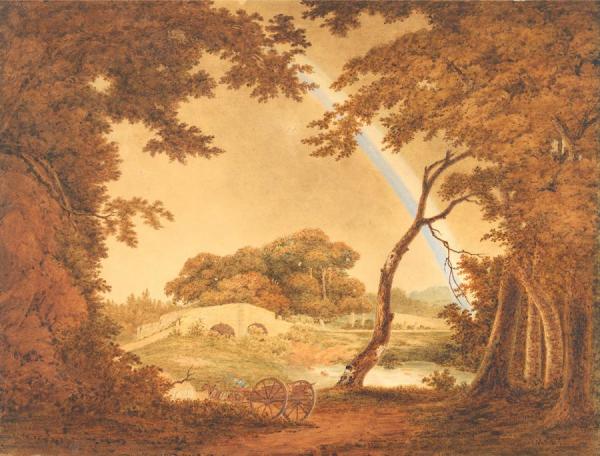 Joseph Wright Of Derby Landscape With Rainbow,view Near Chesterfield