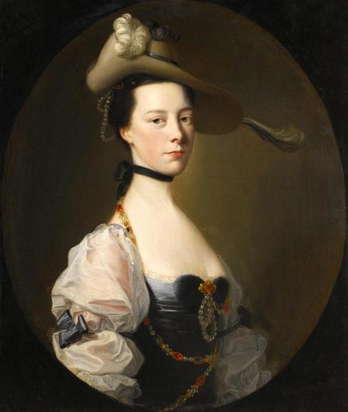 Portrait Of A Lady, Half Length, Wearing Van Dyck Costume by Joseph Wright Of Derby