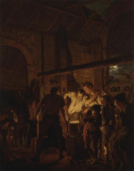 The Blacksmith's Shop by Joseph Wright Of Derby