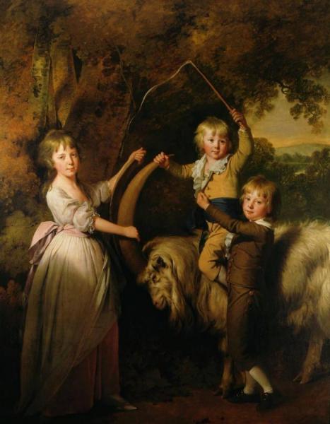Joseph Wright Of Derby Three Children Of Richard Arkwright With A Goat