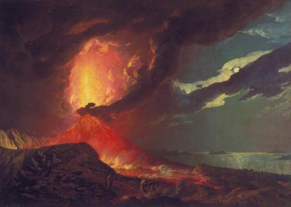 Vesuvius In Eruption, With A View Over The Islands In The Bay Of Naples by Joseph Wright Of Derby