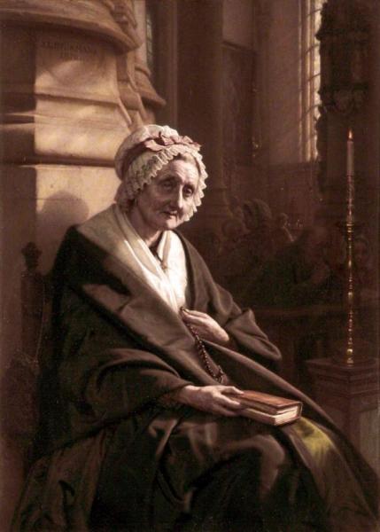 Old Woman At Prayer by Josephus Laurentius Dyckmans Oil Painting Reproductions