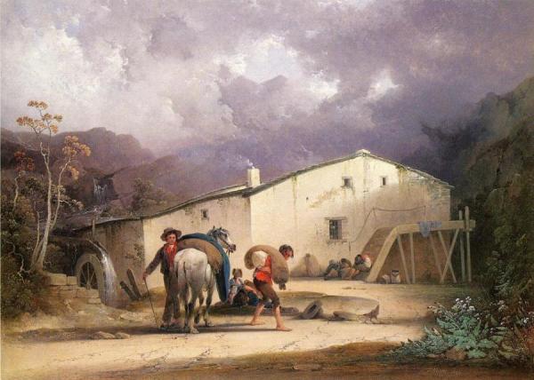 Old Mill, Miller And Horse by Joshua Shaw