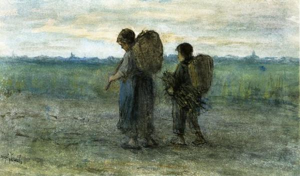 Gathering Faggots by Jozef Israels Oil Painting Reproductions